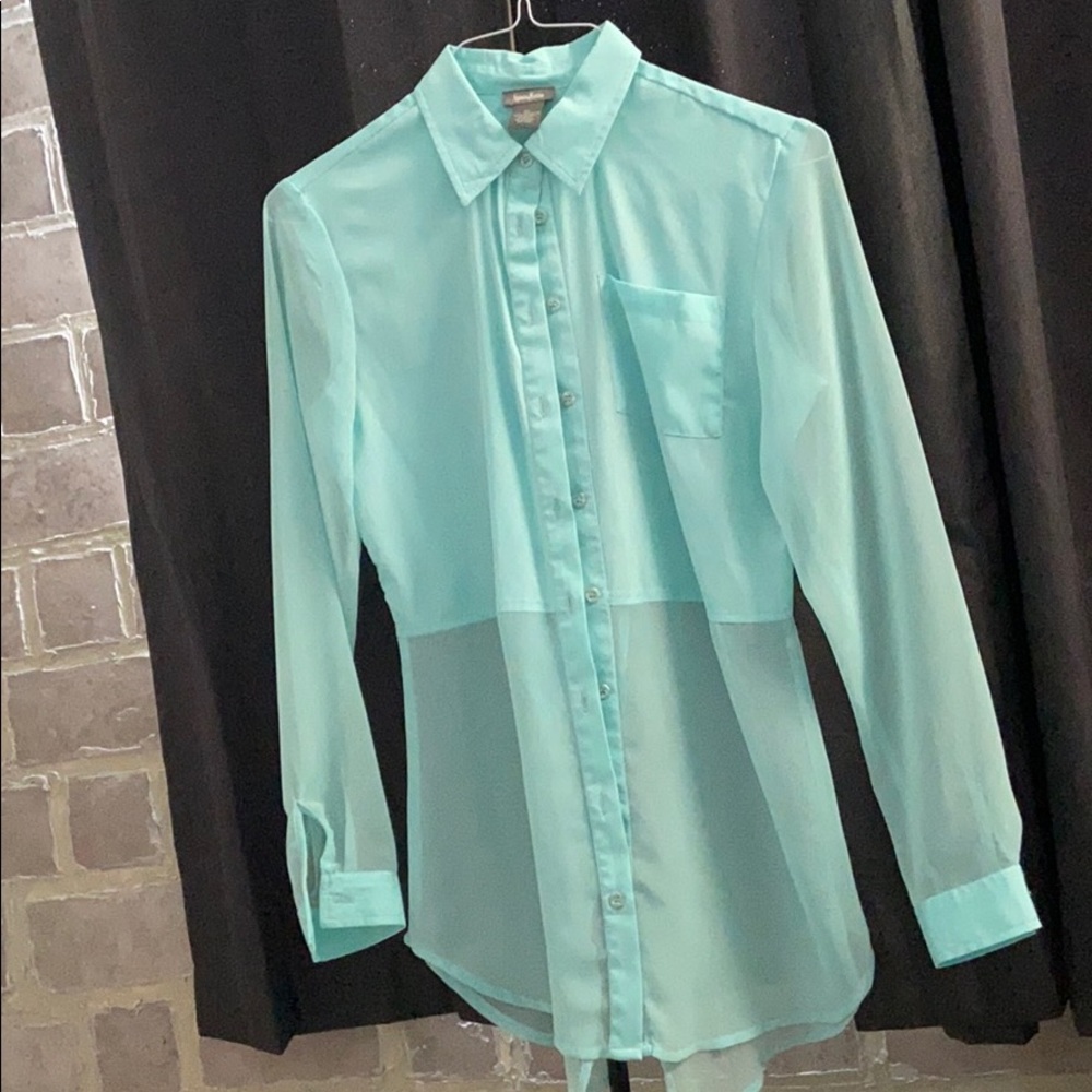 Nieman Marcus light blue blouse